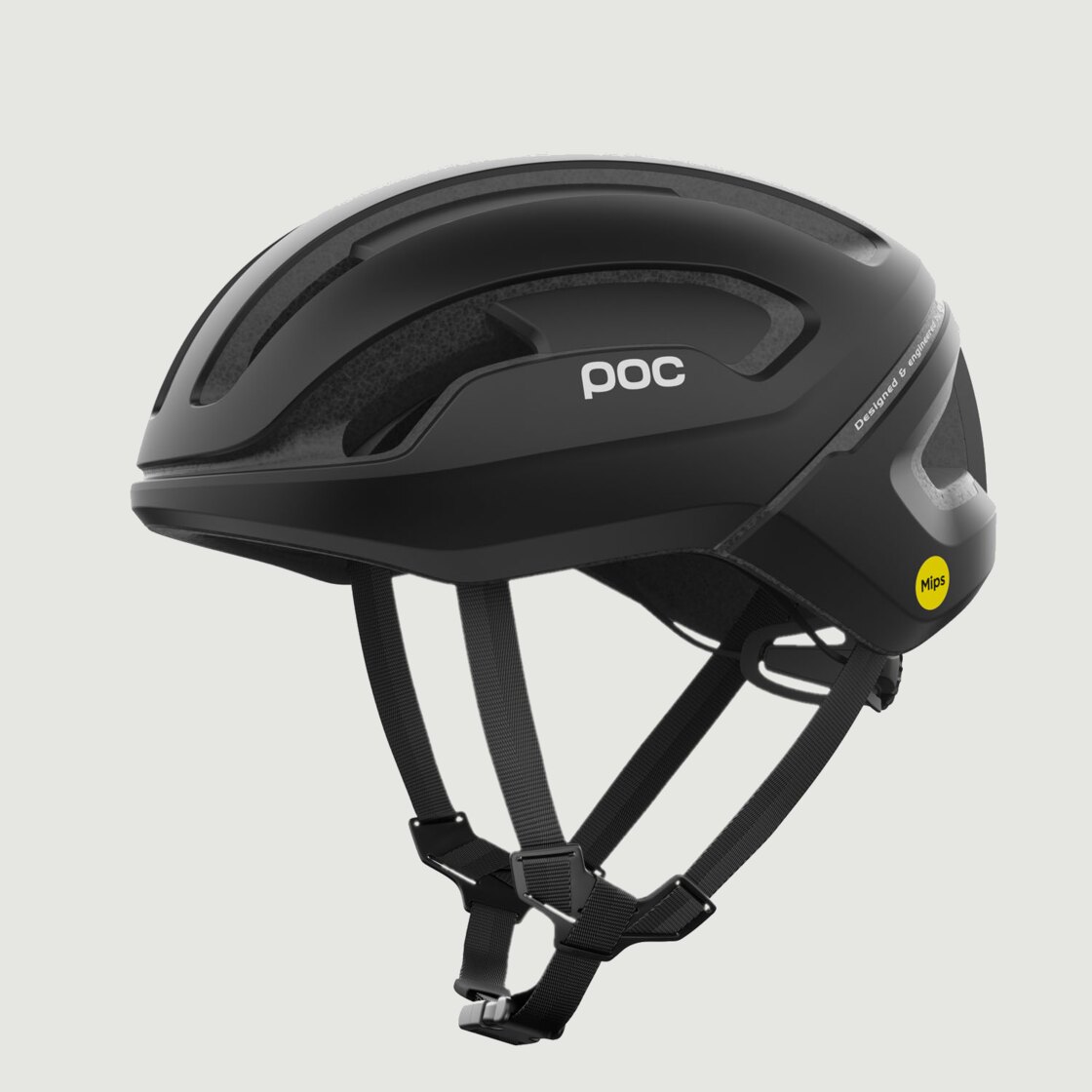 Casco da bici POC Omne Air MIPS nero opaco, visto di tre quarti